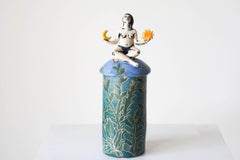 Divinity Becomes Her. Figurative Hand Made Porcelain Jar Sculpture