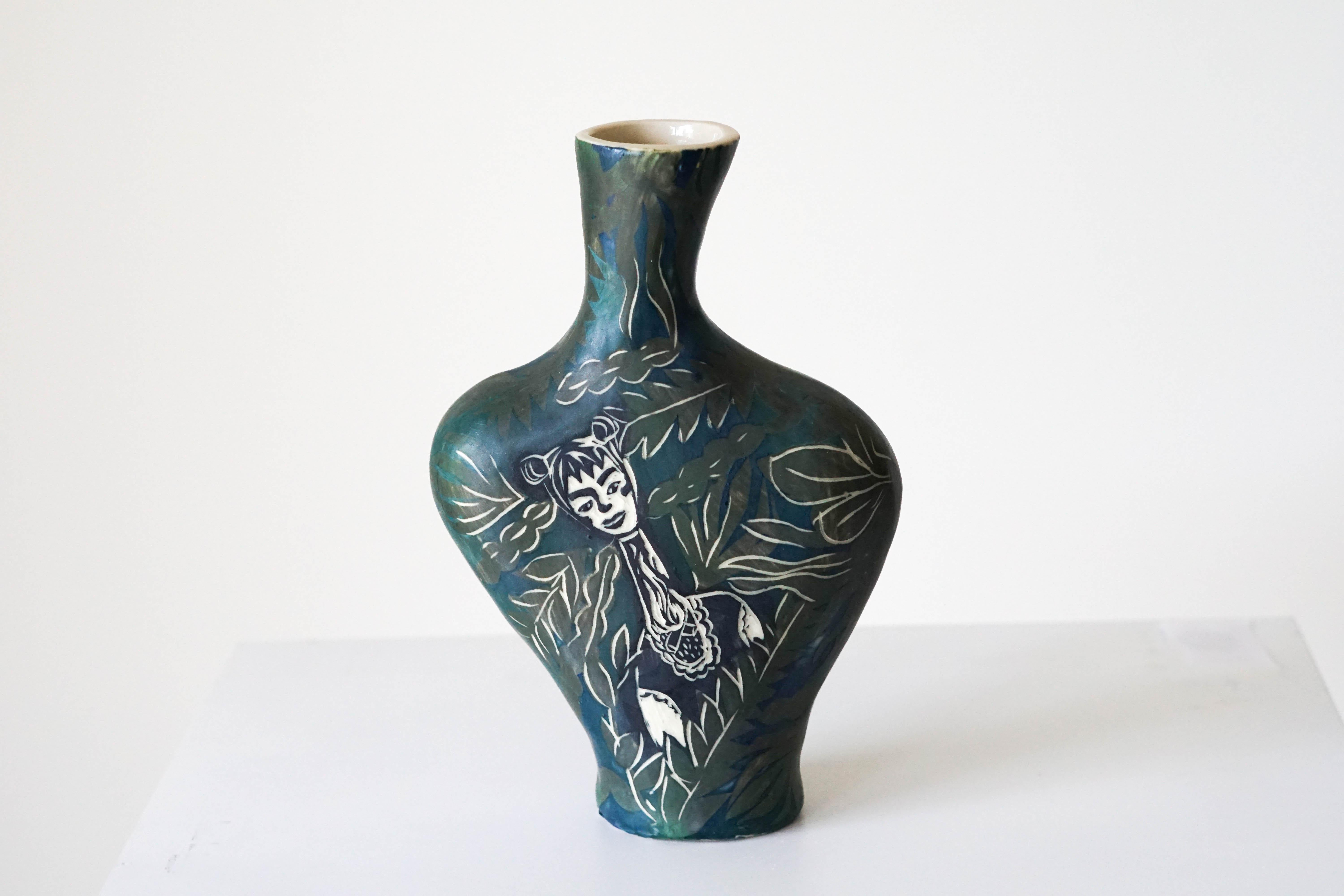 Earth Needs Us Both, Porcelain Vase Sculpture For Sale 5