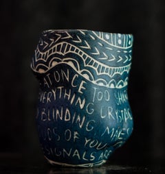 “Eyes That Are...” Porcelain cup with sgraffito detailing