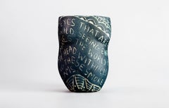 “Eyes That Are...” Porcelain cup with sgraffito detailing
