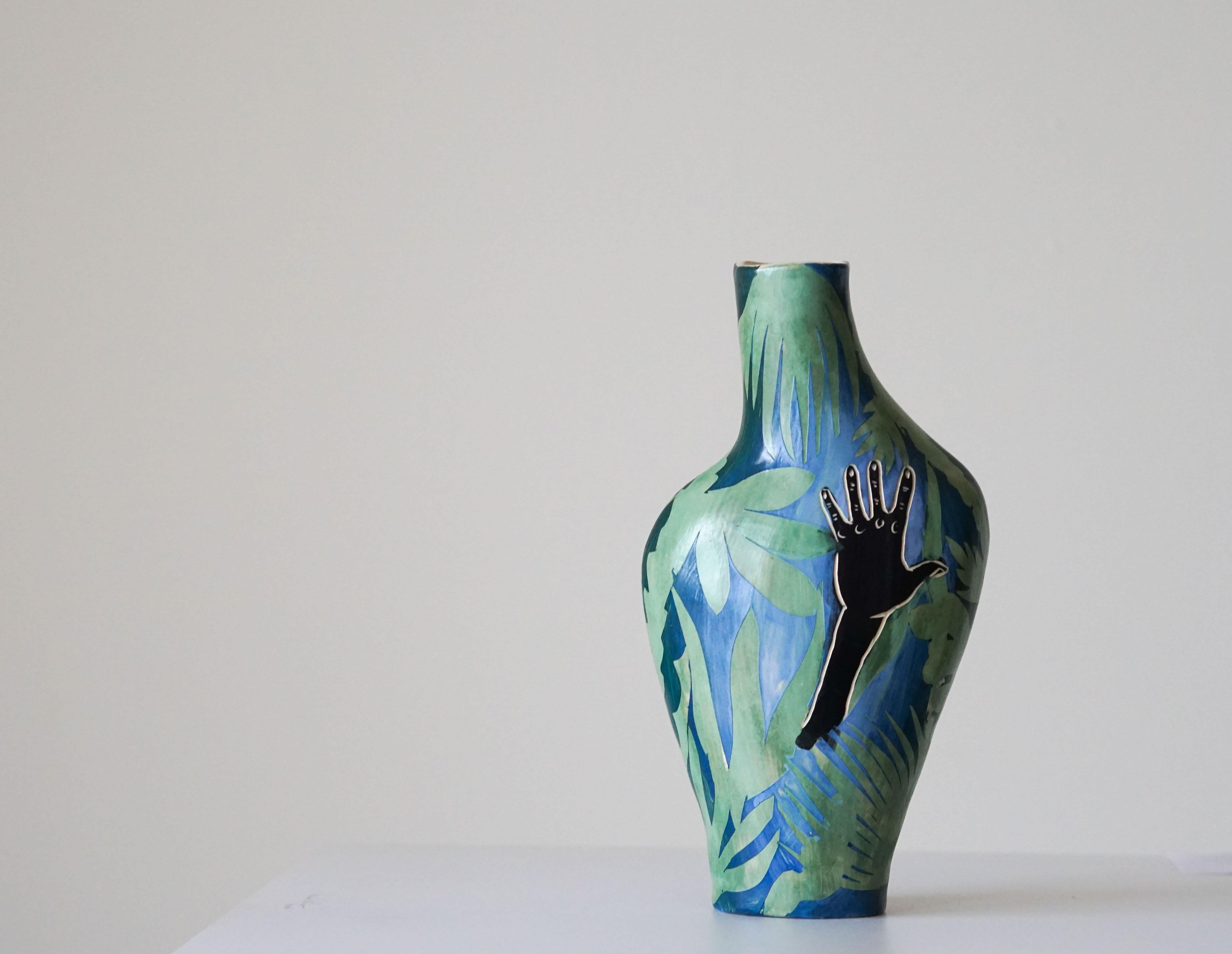 Helping Hand, Ceramic Vase sculpture - Modern Sculpture by Alex Hodge
