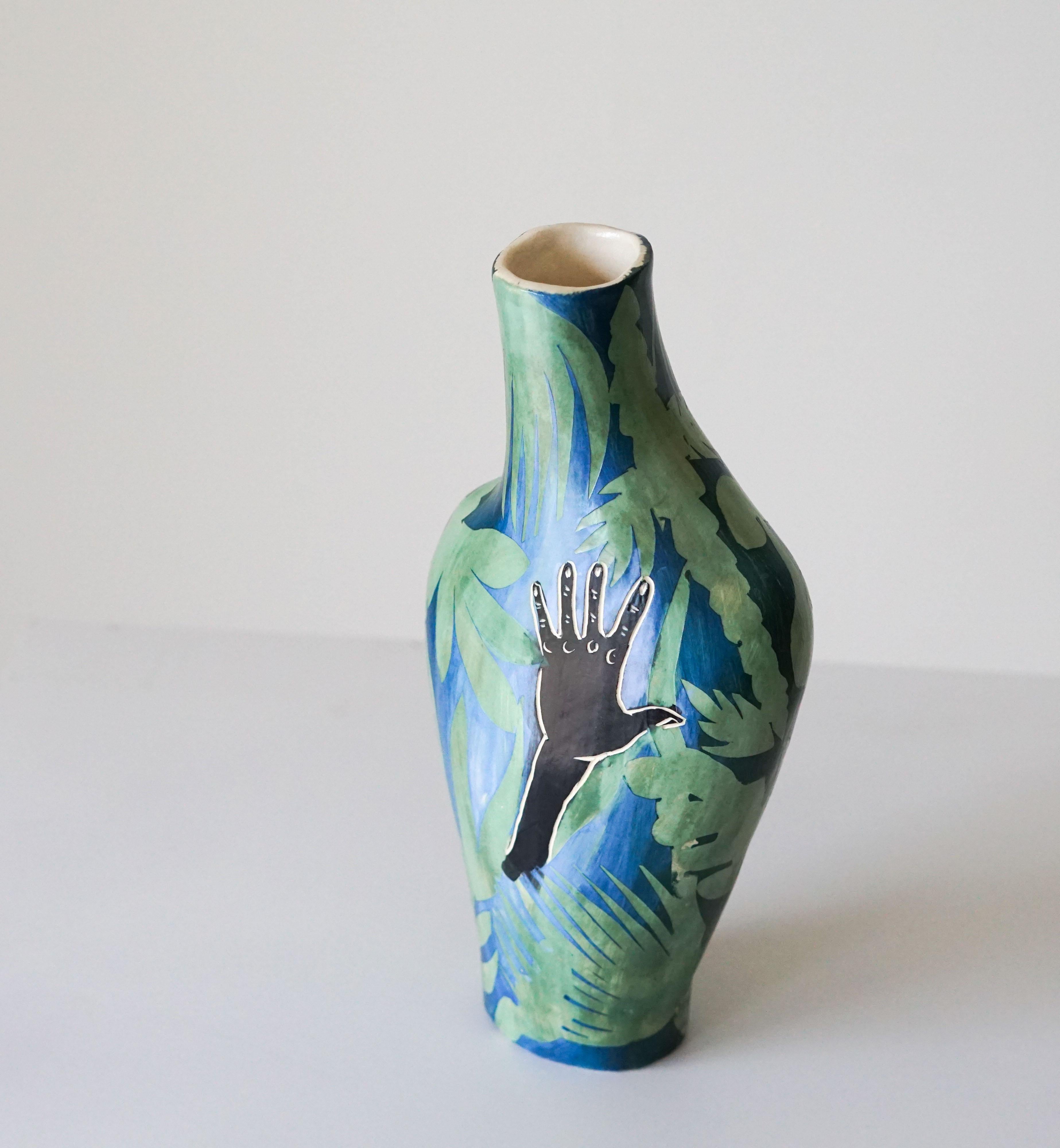 Helping Hand, Ceramic Vase sculpture - Sculpture by Alex Hodge