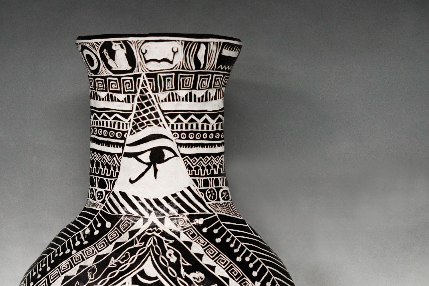 History Lesson Power Is Always Taken. Hand Carved Large Porcelain Vase For Sale 5