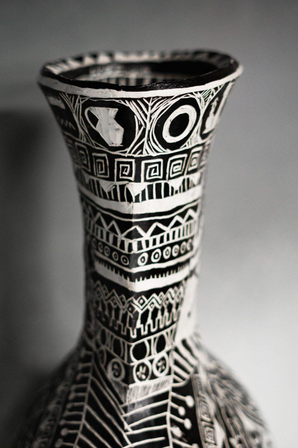 History Lesson Power Is Always Taken. Hand Carved Large Porcelain Vase For Sale 6