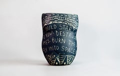 “I Could Start Fires...” Porcelain cup with sgraffito detailing