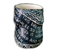 I have this dream.., Porcelain Cup with Sgraffito Detailing