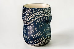 I Lost Myself..., Porcelain Cup Sculpture with Sgraffito Detailing