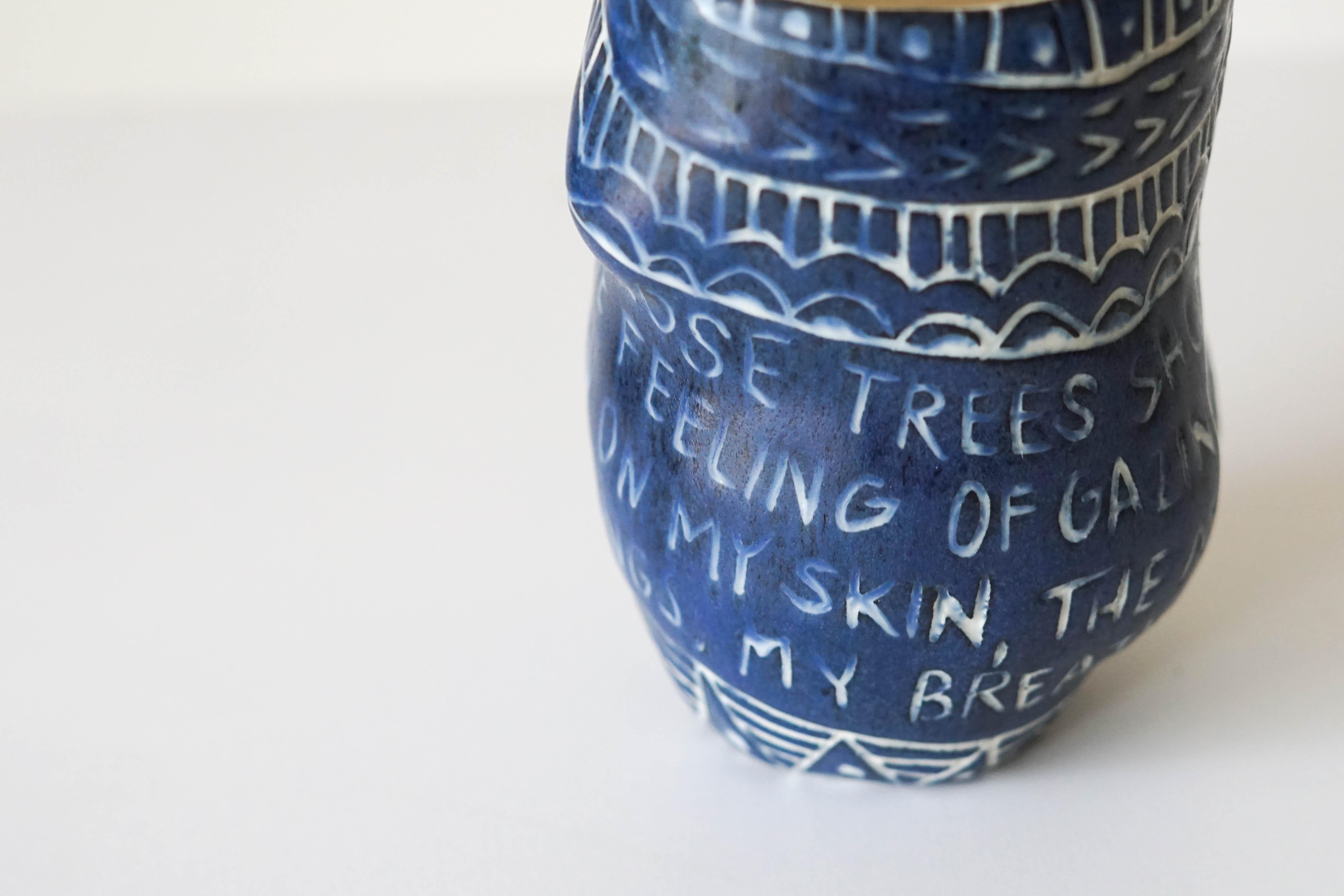 “I remember those tree...” Porcelain  Cup with Sgraffito Detailing by the artist For Sale 5
