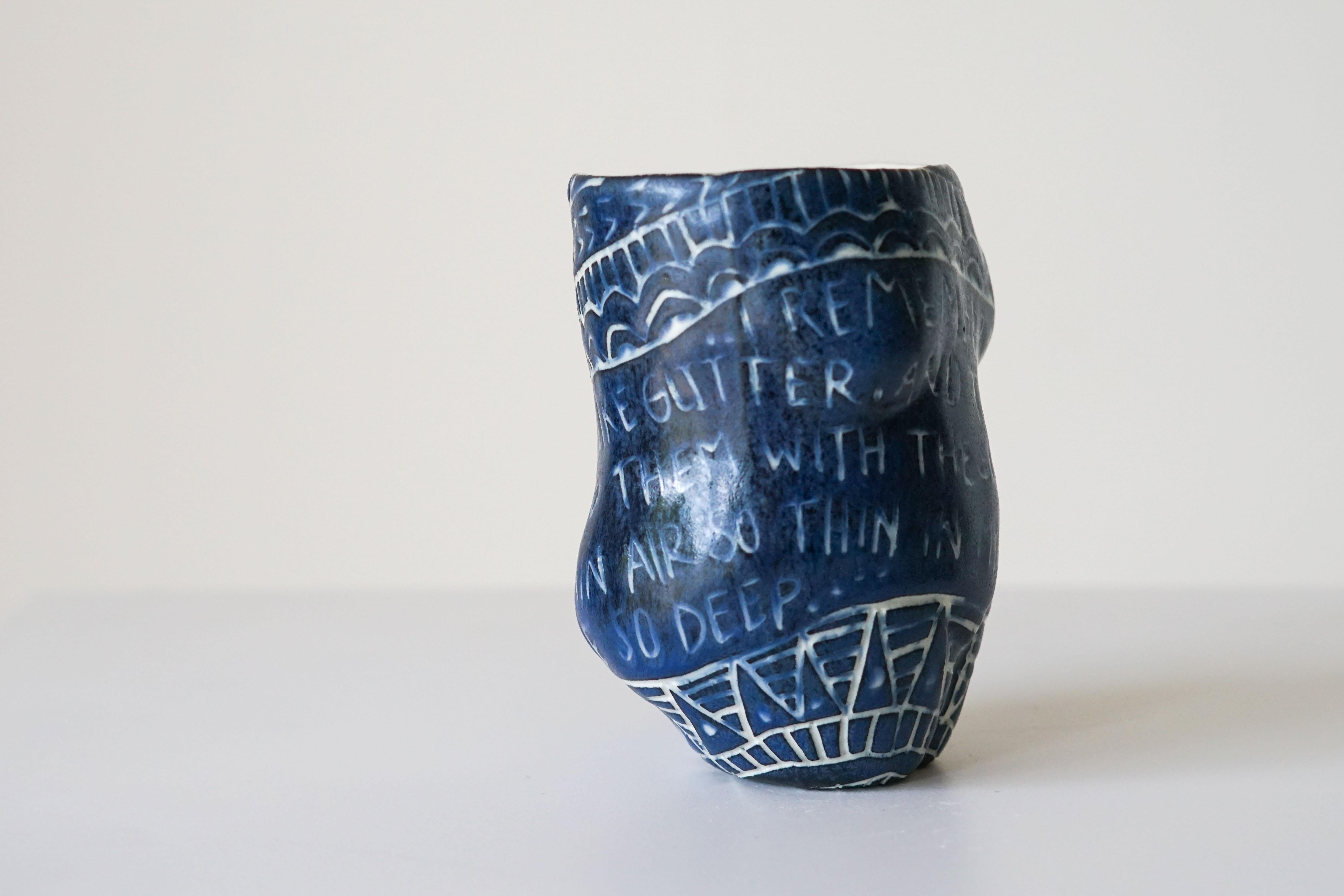 “I remember those tree...” Porcelain  Cup with Sgraffito Detailing by the artist For Sale 1