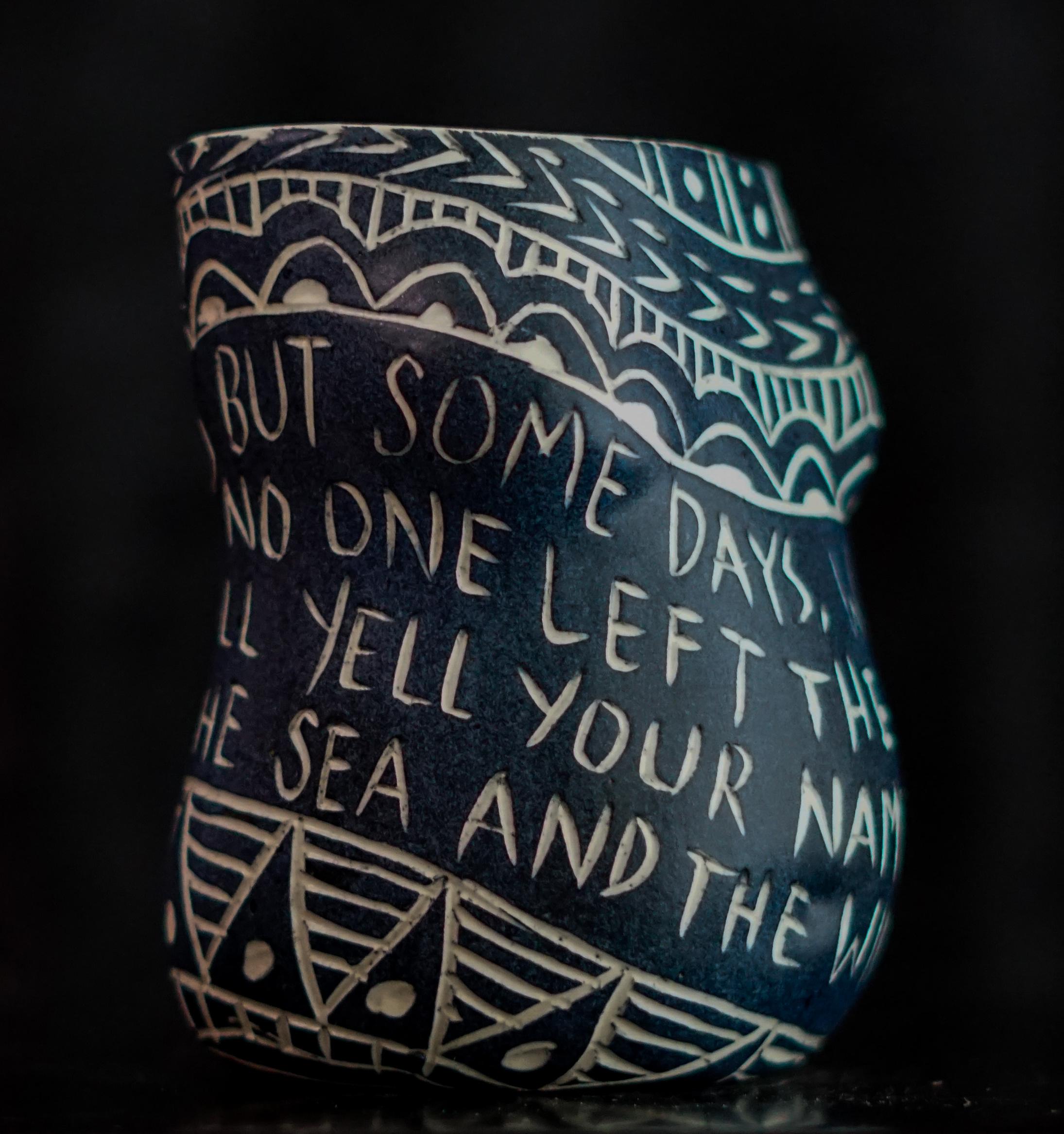 I Whisper Just to You, and Some Days We are Both at Sea Diptych Porcelain cup  For Sale 4