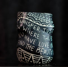 "I Whisper Just to You...” Porcelain cup with sgraffito detailing
