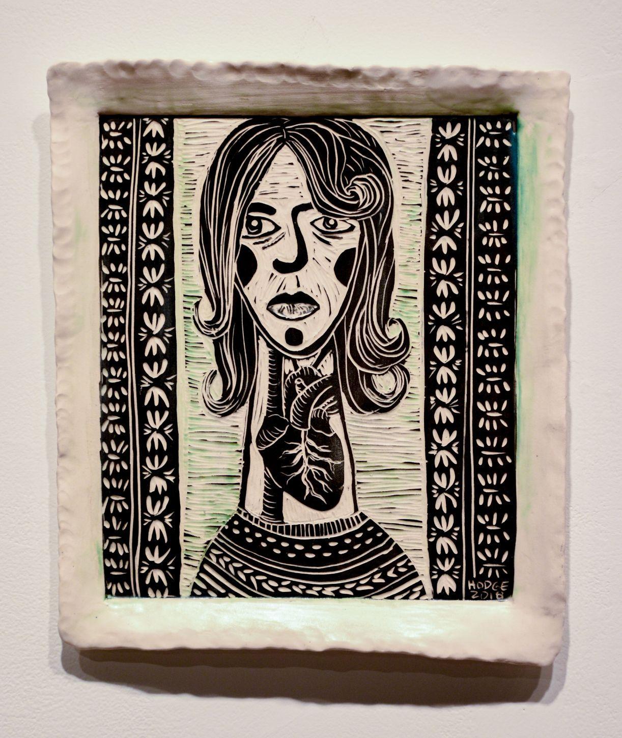 Lead with the Hear tPortrait. Carved Porcelain Wall Sculpture For Sale 1