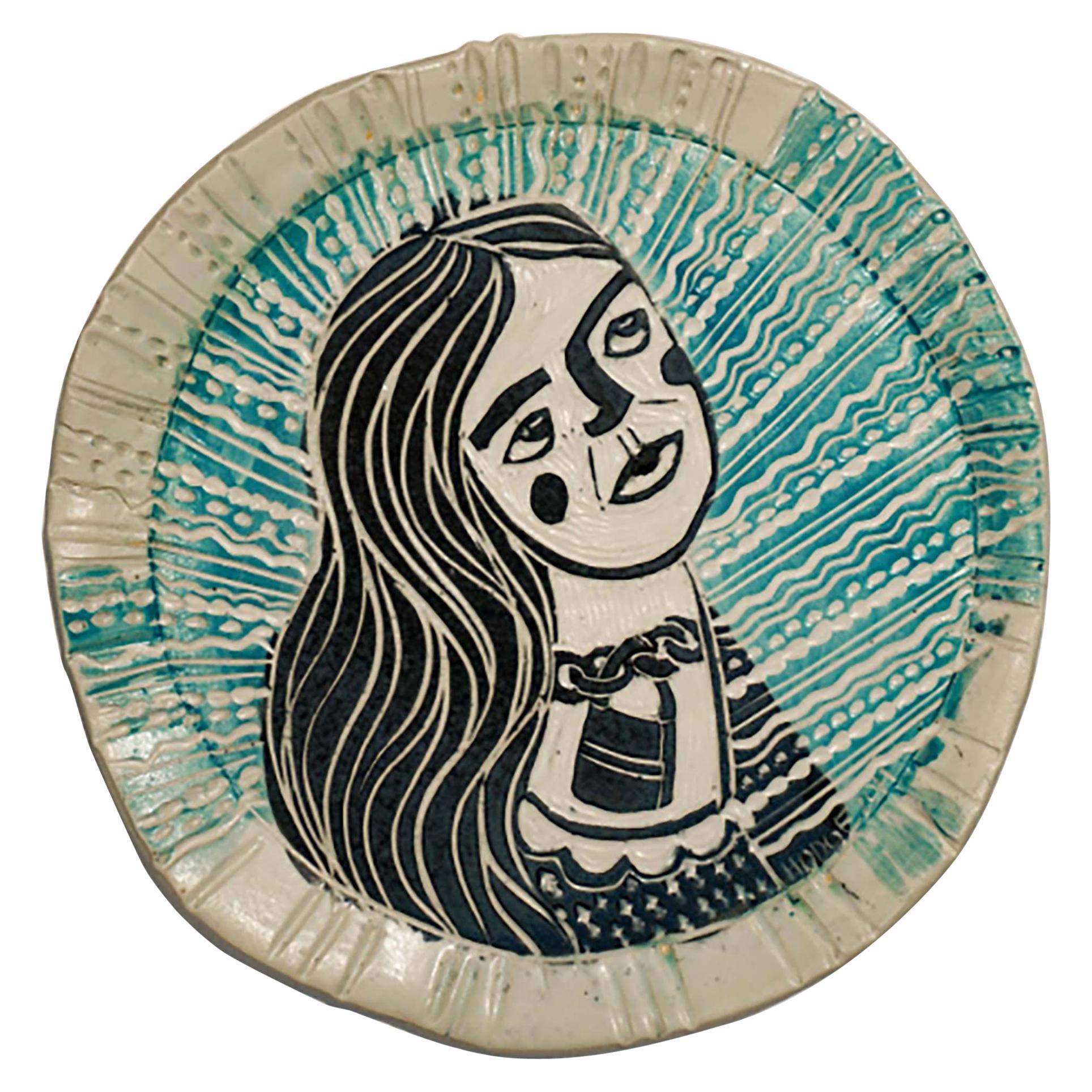 Cerradura y llave  Retrato. Escultura mural de porcelana tallada - Sculpture de Alex Hodge