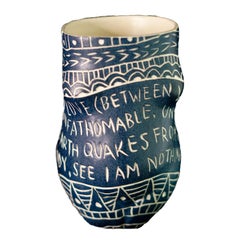 Love (Between Women)…, Porcelain Cup with Sgraffito Detailing