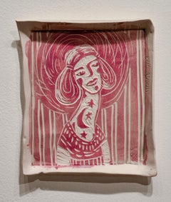 Madonna mit langem Hals, Porträt, geschnitzte Porzellan-Wandskulptur.