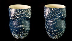 Me soaking up the light and The weight of your head. Diptych Porcelain cup