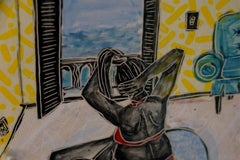 Melancholy Remedy, Plaque construite à la main avec sgraffito et collage de transfert