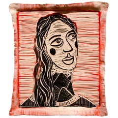 Mountain of a Woman, Portrait, Carved Porcelain Wall Sculpture.