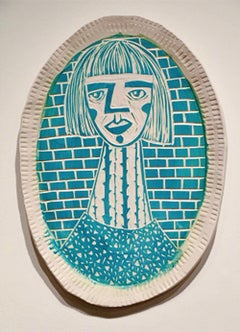 Protective Linings Portrait Carved Porcelain Wall Sculpture, 14x9.5 in