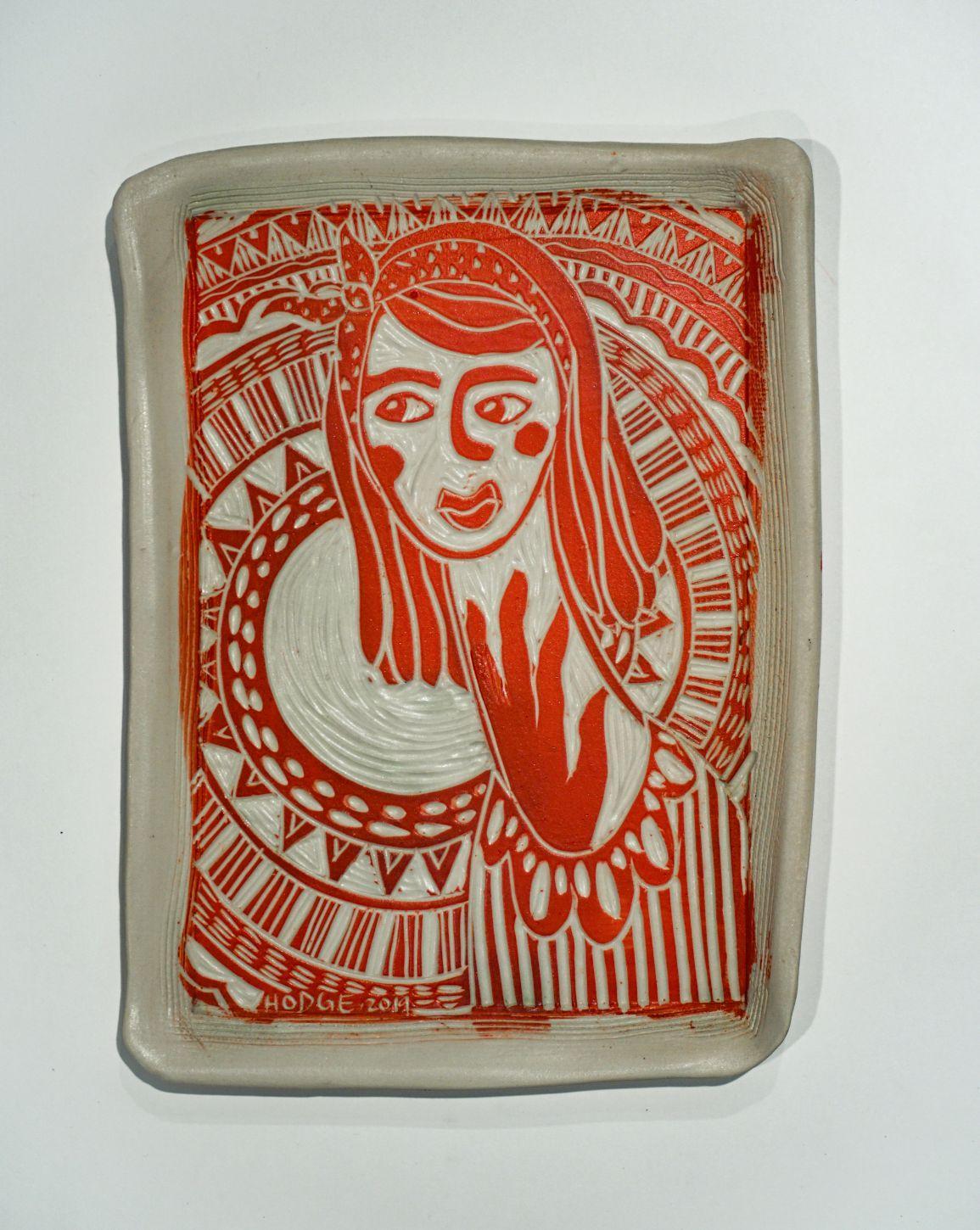 Retrato de resplandor radial. Escultura mural de porcelana tallada - Sculpture Otro estilo de arte de Alex Hodge