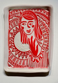 Radial Glow Portrait Carved Porcelain Wall Sculpture, 12x8 Inches