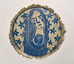 Sweet Rose Portrait: Carved Porcelain Wall Sculpture, 11x11 Inches