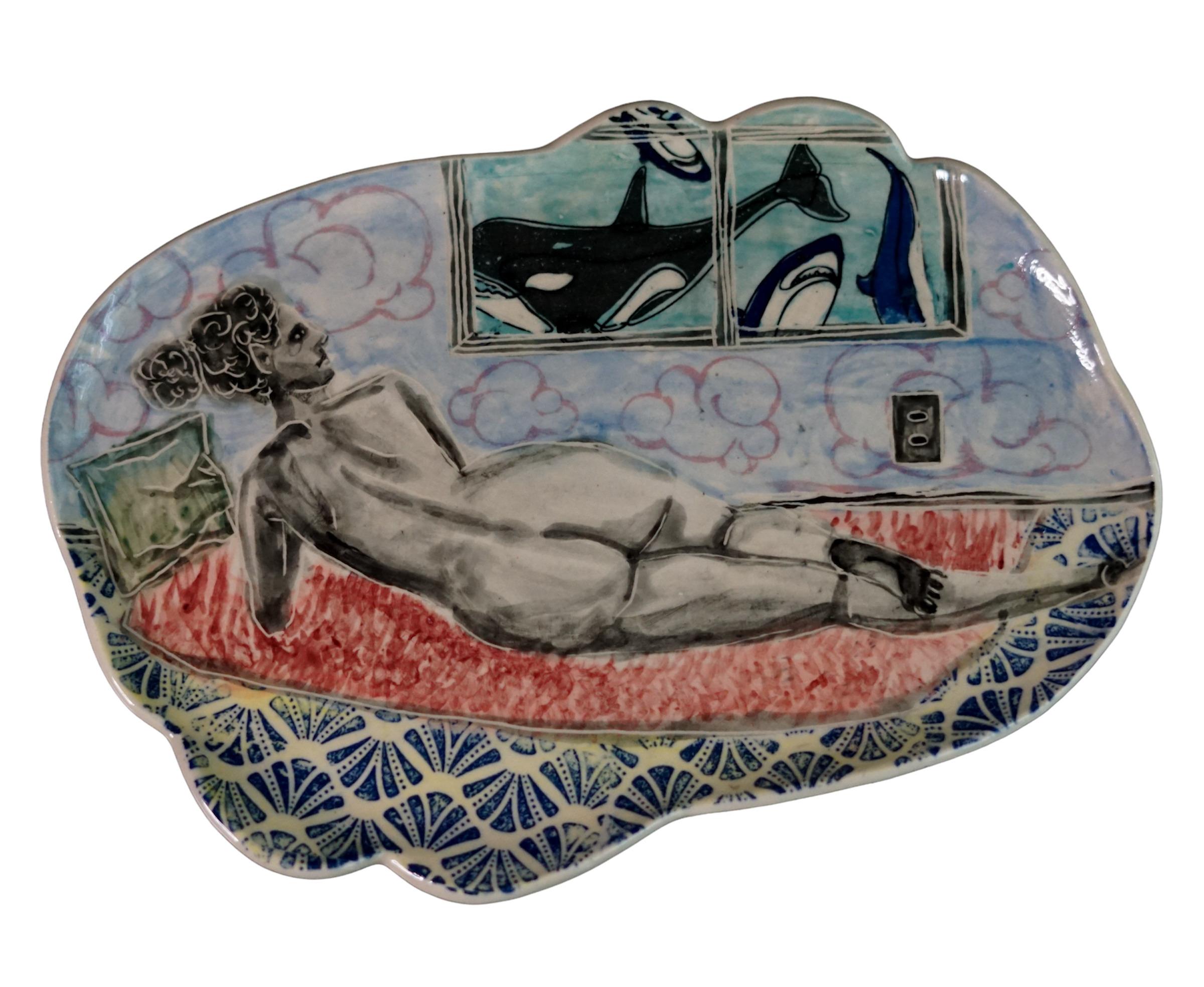 Seeking Solace & Sharks in the Water. From the Behind Closed Doors Series - Other Art Style Sculpture by Alex Hodge