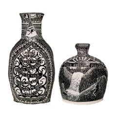 Set of 2 Carved Porcelain Vases. From Unsung Muses Collection