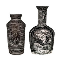 Set of 2 Carved Porcelain Vases. From Unsung Muses Collection
