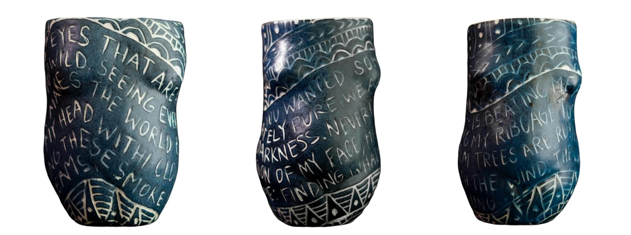 Alex Hodge Abstract Sculpture - Set of 3 Porcelain Cup. From the Fragments of Our Love Story series
