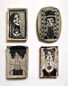 Set de 4 Platos Poéticos de Porcelana. Esculturas de pared