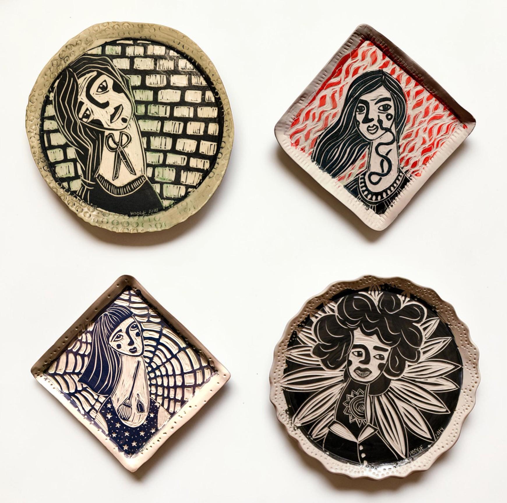 Set of 4 Porcelain Wall Sculptures
