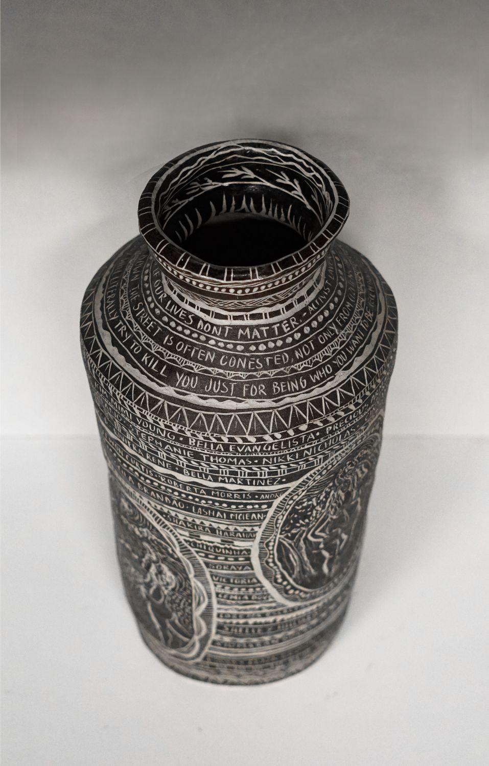 Set of Four Large. Carved Porcelain Vases For Sale 11