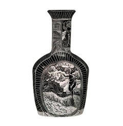 Set di quattro vasi di porcellana intagliata