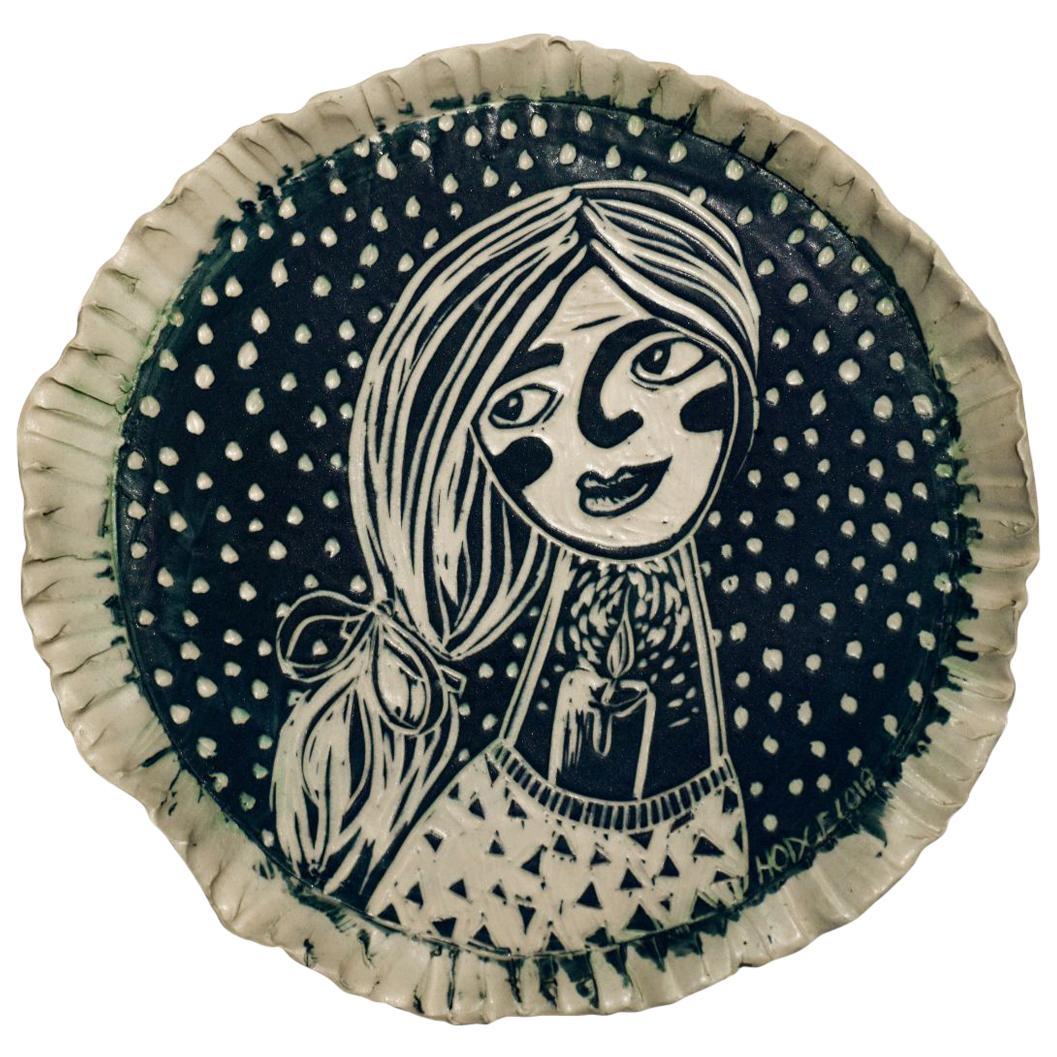 Soft Glow Portrait. Carved Porcelain Wall Sculpture