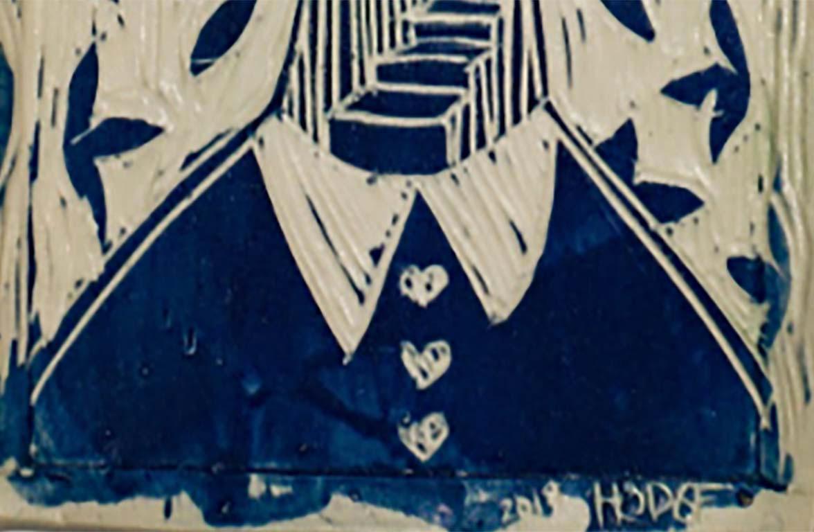 Retrato de la chica de Stairway to Nowhere. Escultura mural de porcelana tallada - Sculpture Otro estilo de arte de Alex Hodge