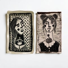 Supporting Perspective Porcelain Wall Sculpture, Figurative, 2019