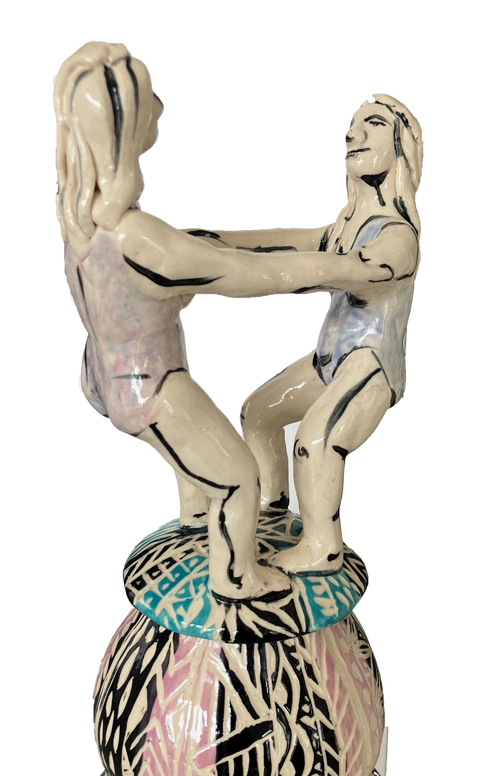 The Dance, Carved figurative Porcelain Sculpture - Gray Figurative Sculpture by Alex Hodge
