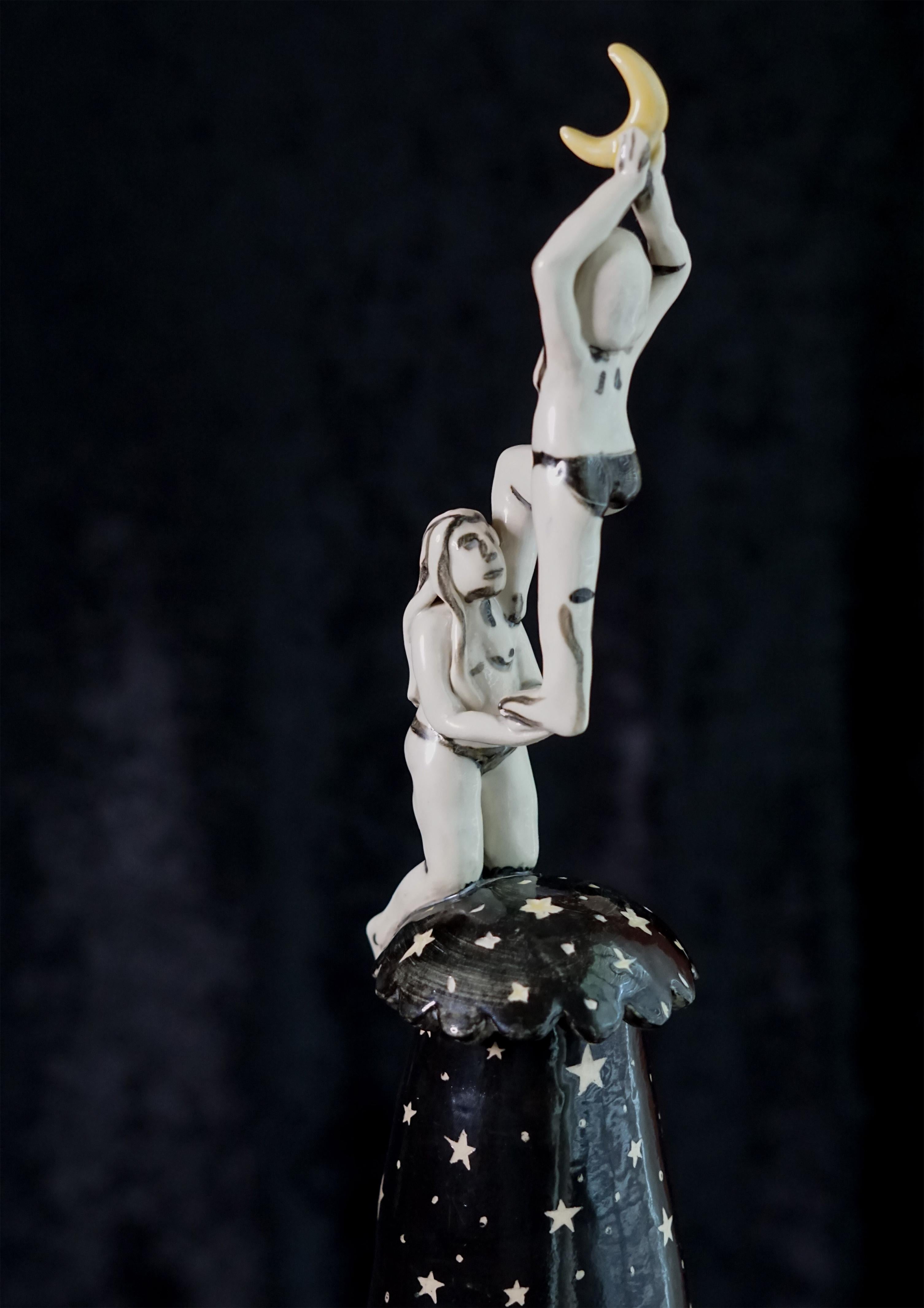 The Night We Hung the Moon,  Handbuilt porcelain sculpture For Sale 7