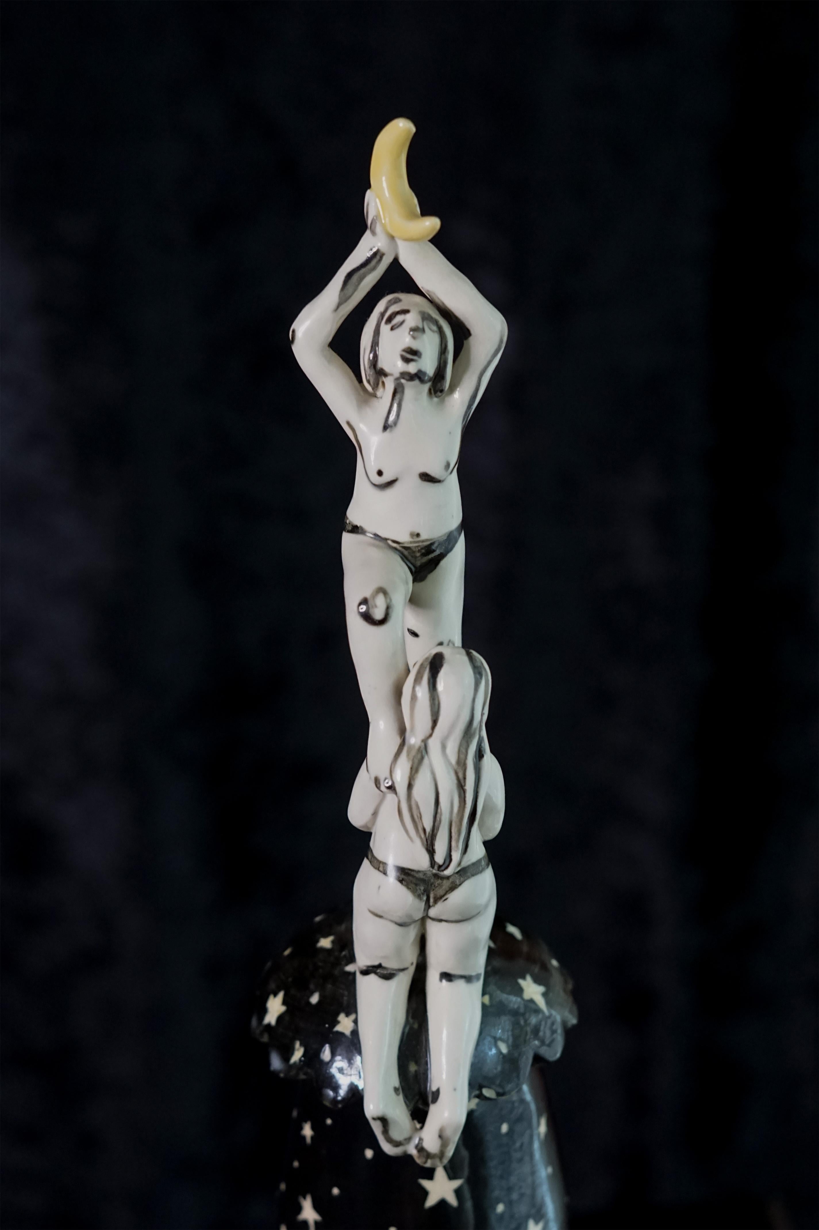 The Night We Hung the Moon,  Handbuilt porcelain sculpture For Sale 2