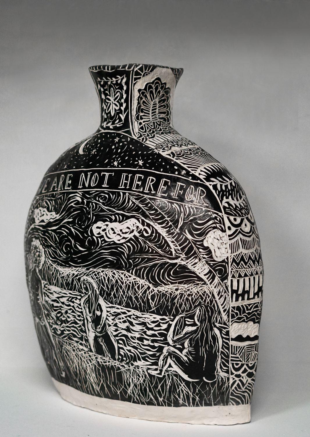 We Belong Only to Ourselves, Hand Built and Carved Porcelain Vase For Sale 11
