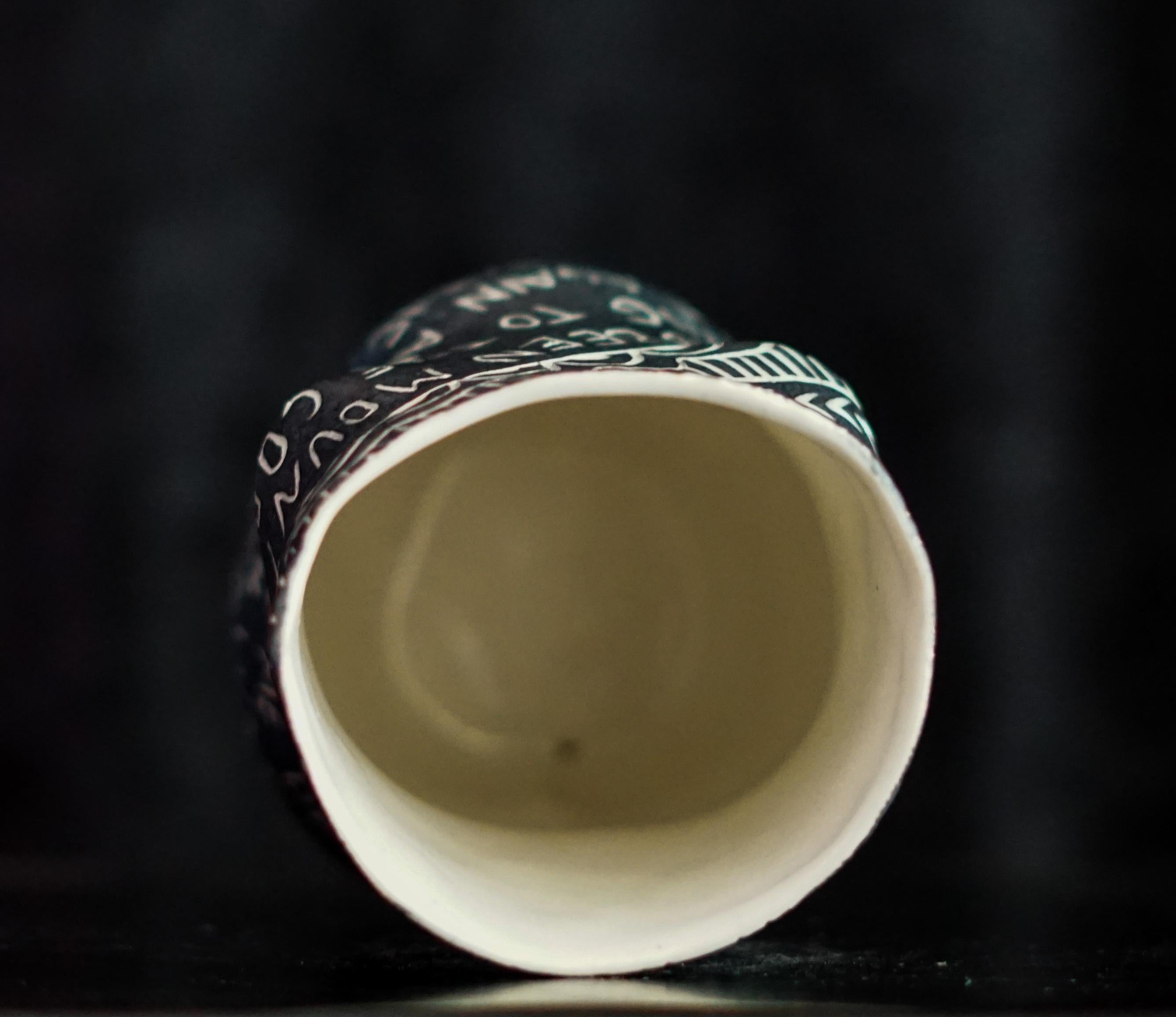 “We had been Mountains...” Porcelain cup with sgraffito detailing For Sale 4