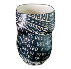 When the door closes...", Porcelain Cup with Sgraffito Detailing