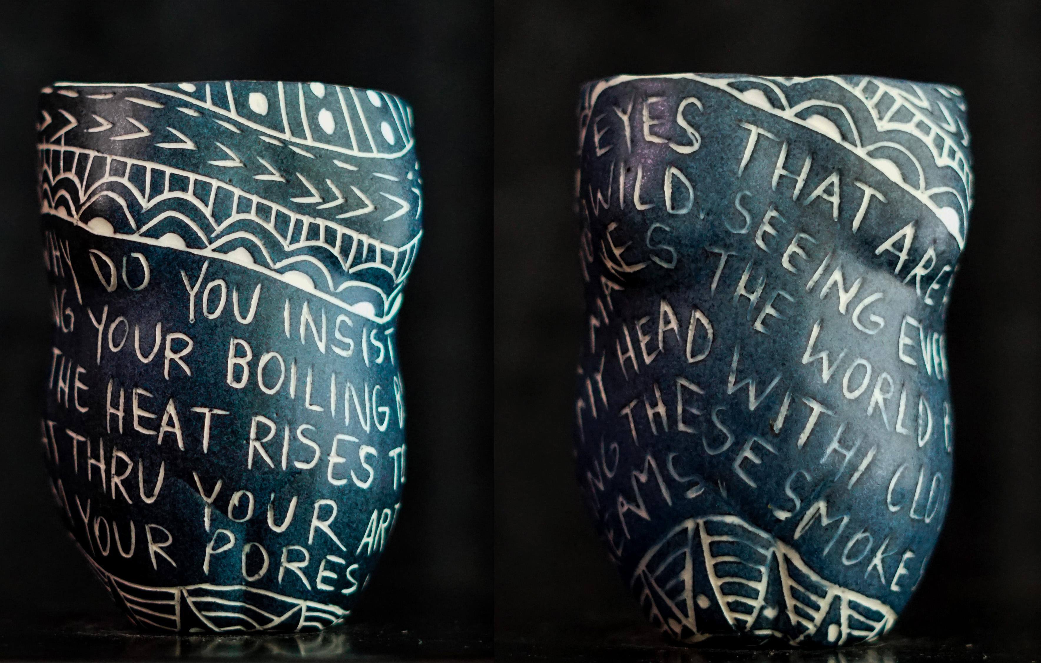 Alex Hodge Abstract Sculpture - Why do you insist on shattering, and Eyes that are. Diptych Porcelain cup