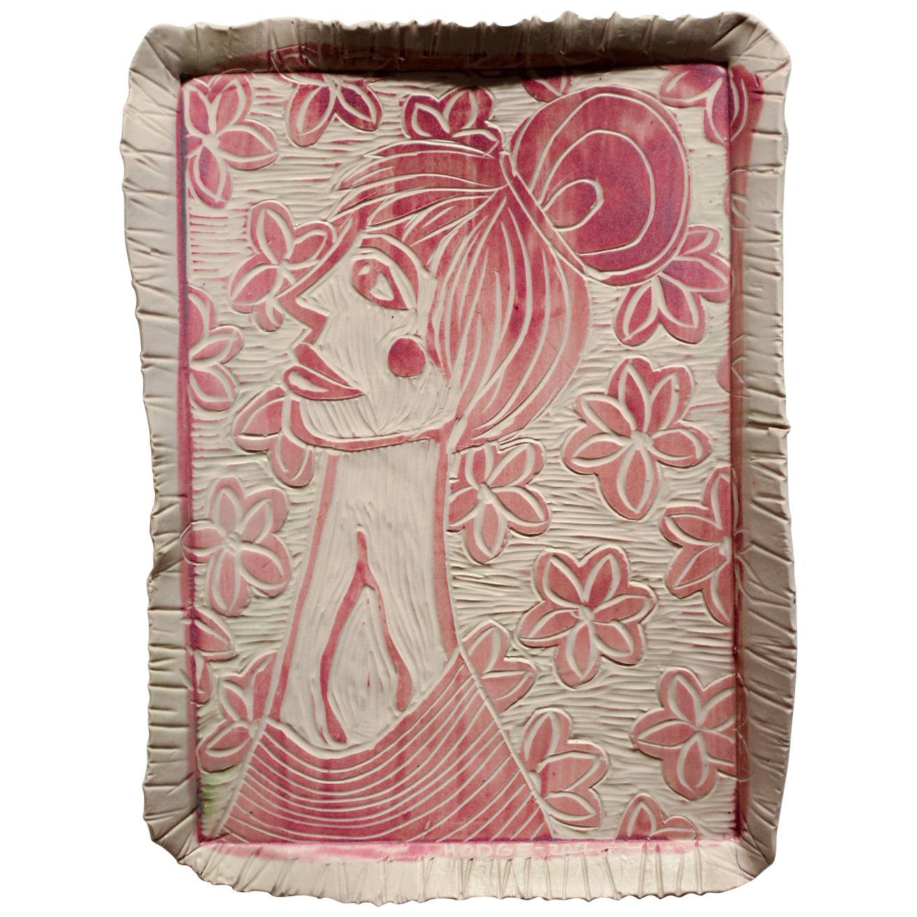 Retrato del pensamiento deseoso. Escultura mural de porcelana tallada - Sculpture de Alex Hodge