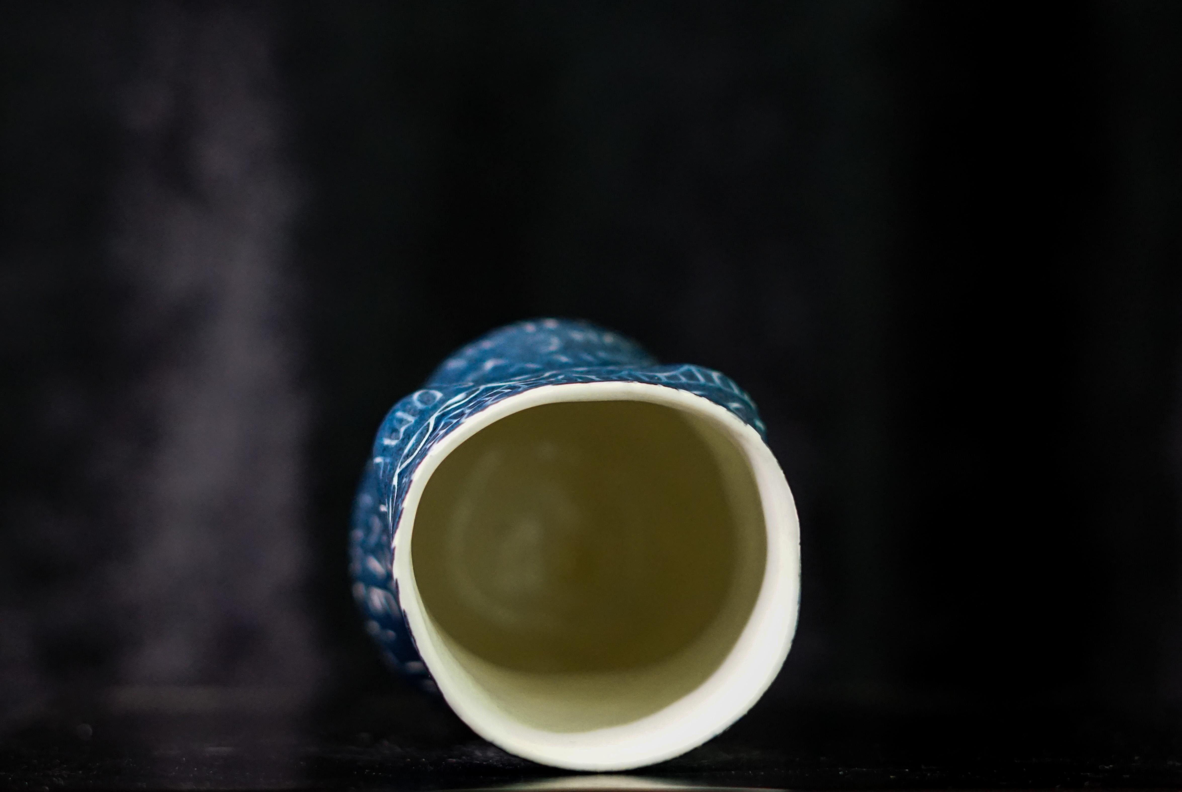 “You Wanted Something...” Porcelain cup with sgraffito detailing by the artist For Sale 4
