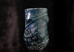 “You Wanted Something...” Porcelain cup with sgraffito detailing by the artist