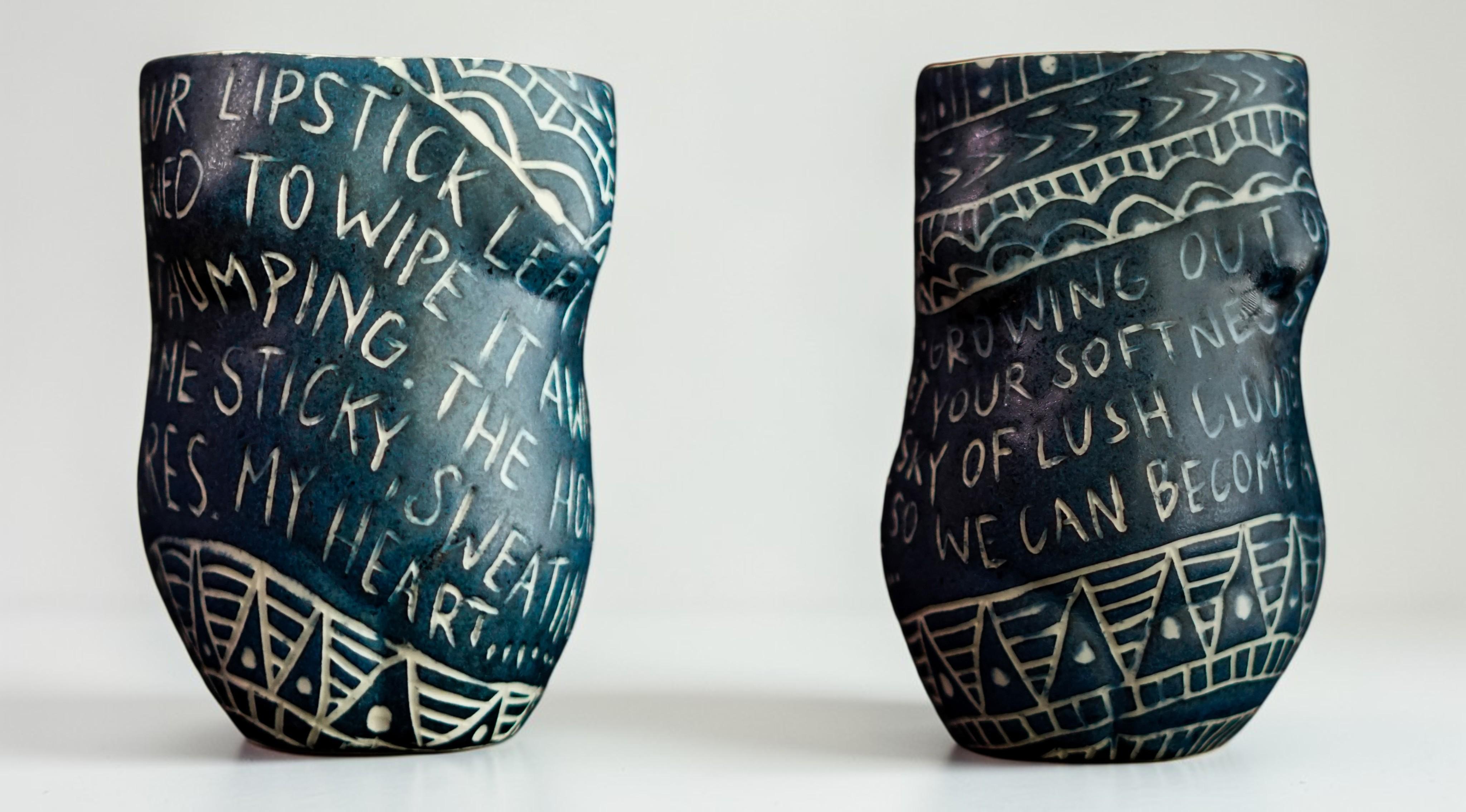 Your Lipstick Left a Bruise and Growing Out of My Ribcage.. Porcelain cup - Sculpture by Alex Hodge