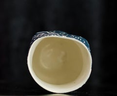 Your Lipstick Left a Bruise.. Porcelain cup with sgraffito detailing