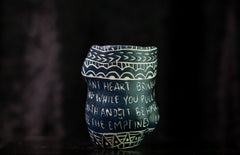 “Your Pulsing Giant Heart...” Porcelain cup with sgraffito detailing